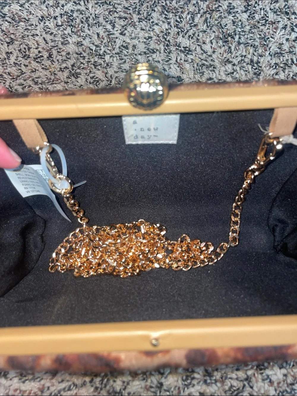 Leopard Print Clutch Bag with Gold Chain A New Day 8”x4” | NWT